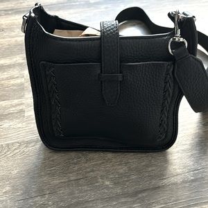 Rebecca Minkoff Black Pebbled Leather Whip Stitch Crossbody Bag